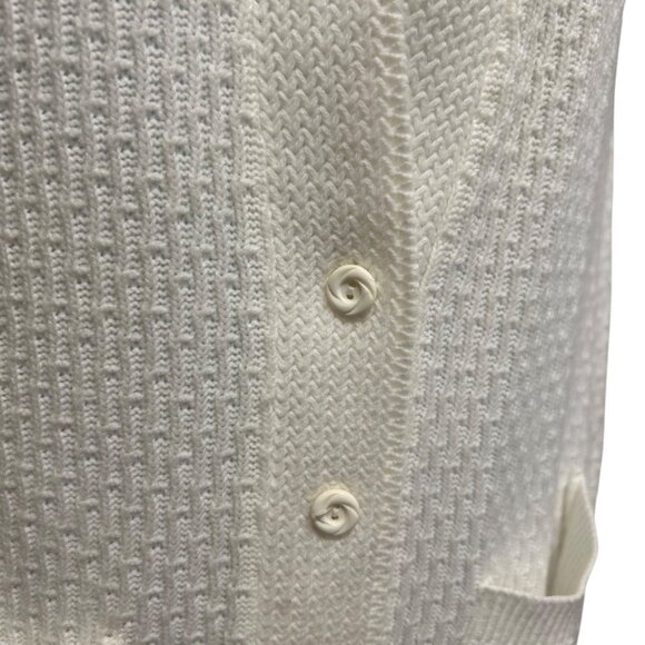 Vintage Off White Button Front Cable Knit Academia Preppy Sweater Vest Size M - Picture 3 of 7